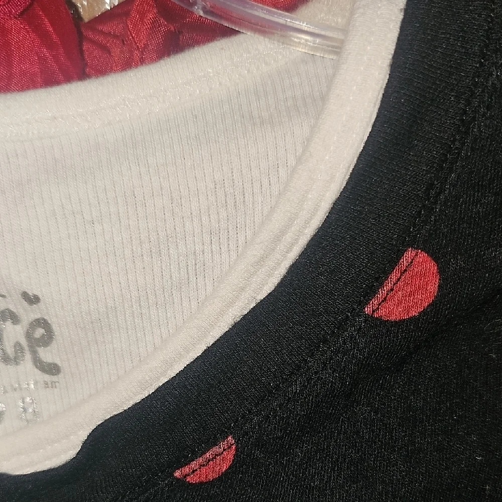 Justice Girls Black and Red Polka Dot Bear Long Sleeve Tee Size 8